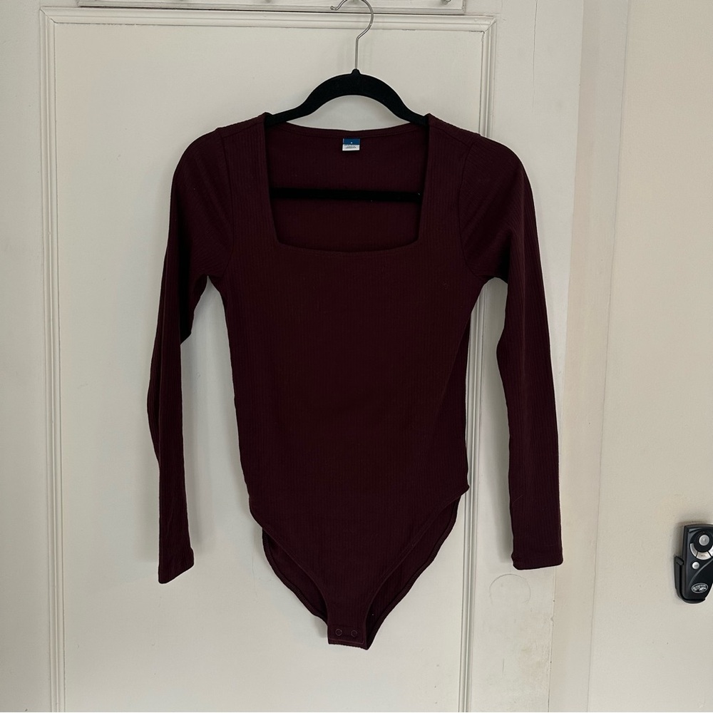 Burgundy Ribbed Bodysuit